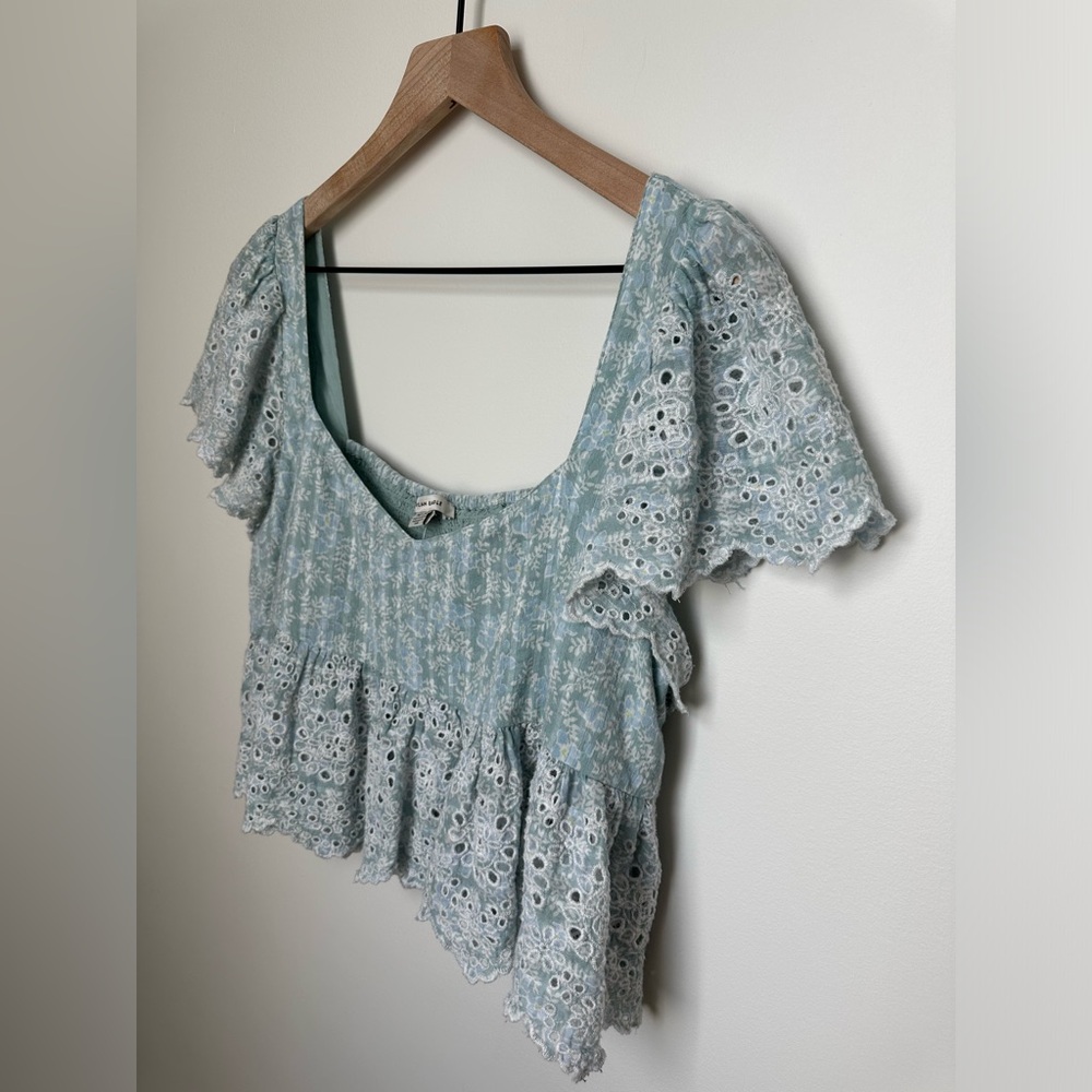 AE Ruffle Sleeve Cropped Babydoll Cottagecore Top MEDIUM - Picture 8 of 14